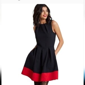 Closet London Womens Be a Lady Navy Fit Flare Pleatied Front A-Line Boat Neck 4